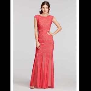 NWT Coral-pink and Nude lace Prom Dress